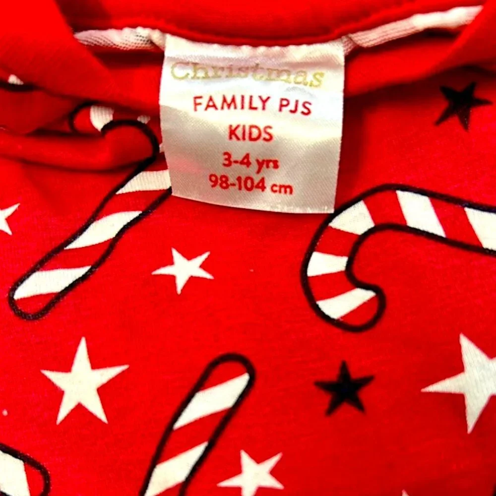 Kids Candy Cane Christmas Pajama Set – Red Long Sleeve Top & Pants